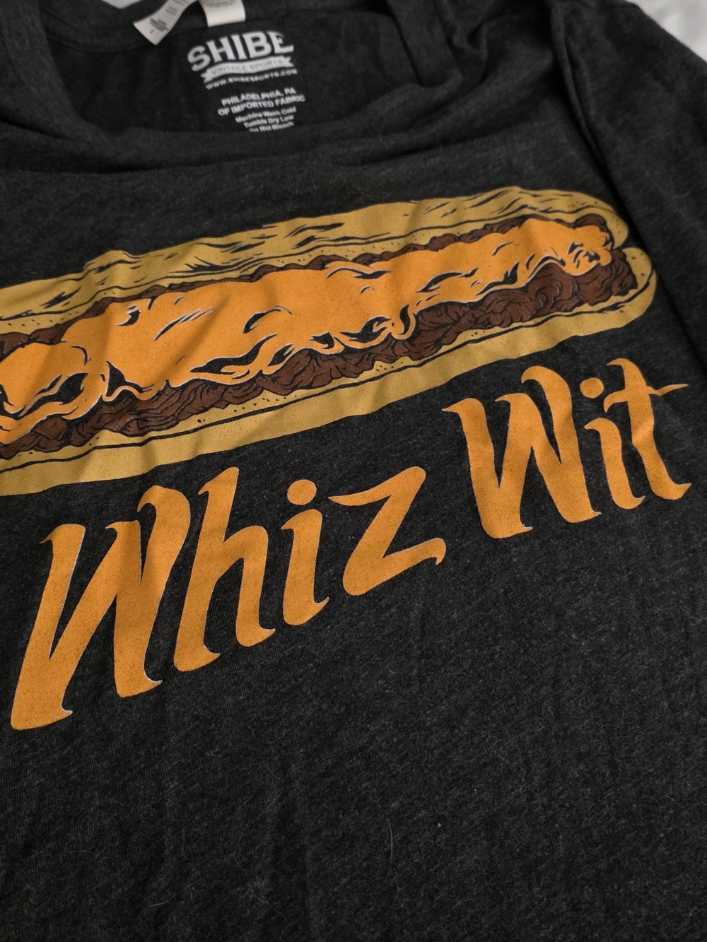 Whiz Wit Philadelphia Phillies Charcoal Tee with Orange and Brown Graphic
